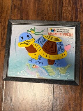 Child Guidance Inlaid Plastic Magnetic Puzzle - Colorful Turtle Vintage Puzzle